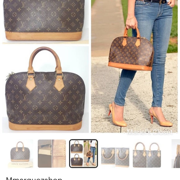 AUTHENTIC LOUIS VUITTON MONOGRAM ALMA Brown Handbag Purse Bag LV Canvas Leather - Picture 3 of 10